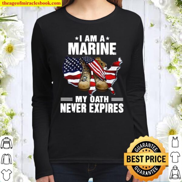 I Am A Marine My Oath Never Expires American Flag Women Long Sleeved