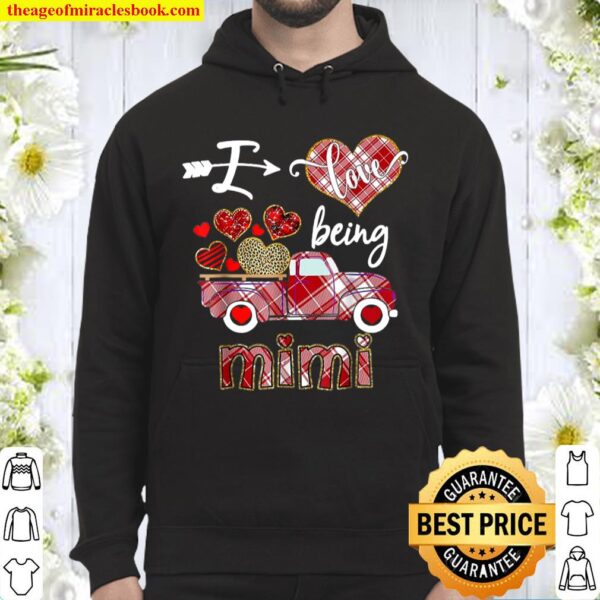 I Love Being Mimi Red Plaid Truck Hearts Valentine_s Day Hoodie