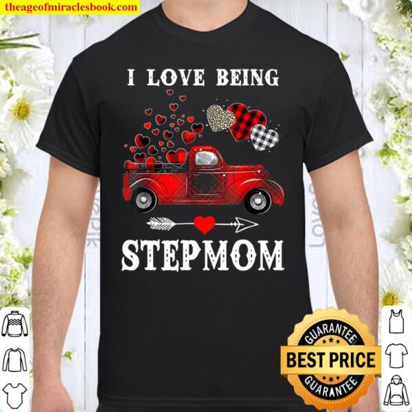 I Love Being Stepmom Red Plaid Truck Hearts Valentine’s Day Shirt