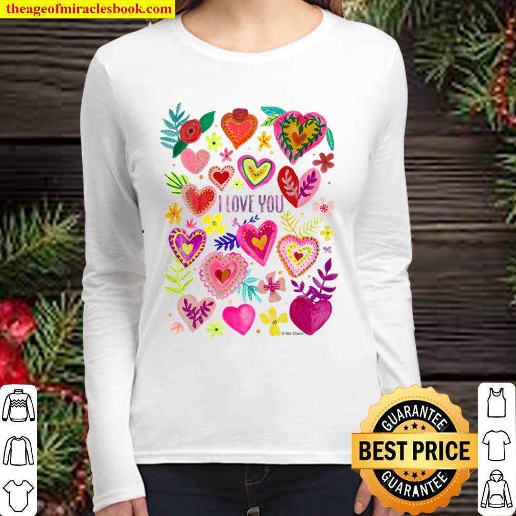 I Love You Valentine_s Day Hearts Women_s Novelty Women Long Sleeved
