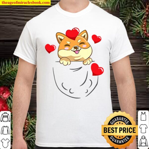 Japanese Dog Shiba Inu Pocket And Heart Valentines Day Gift Shirt