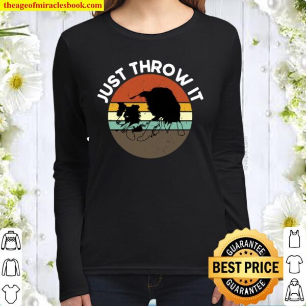 Just Throw It Border Collie Gifts Women Retro Border Collie Women Long Sleeved