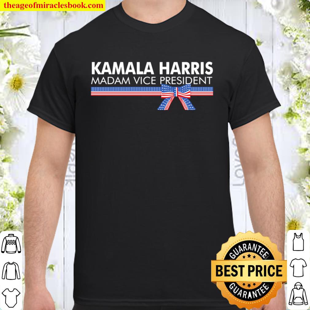 Kamala Harris Madam Vice President American Flag Ribbon Gift new Shirt, Hoodie, Long Sleeved, SweatShirt