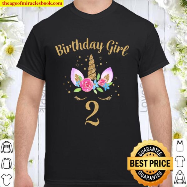 Kids 2 Year Old Birthday Girl Unicorn Shirt 2nd Birthday Outfit Shirt