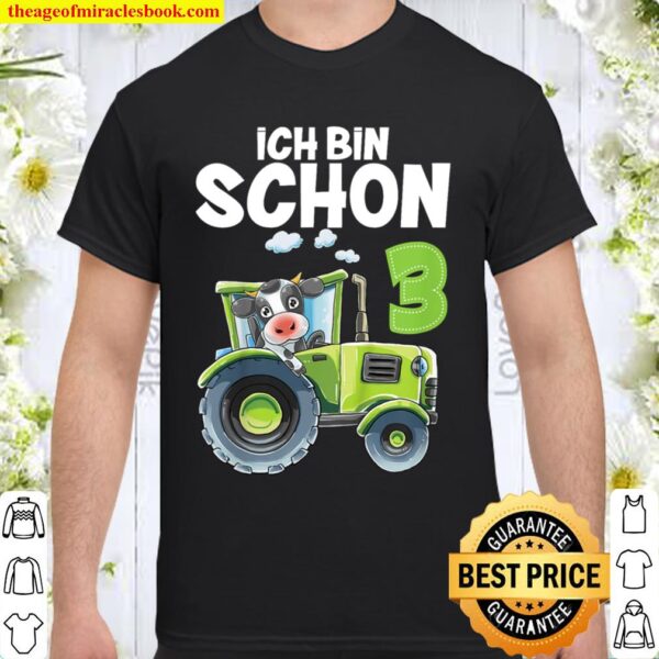 Kinder Ich Bin Schon 3 Trecker Junge Mädchen Geburtstag Traktor Shirt