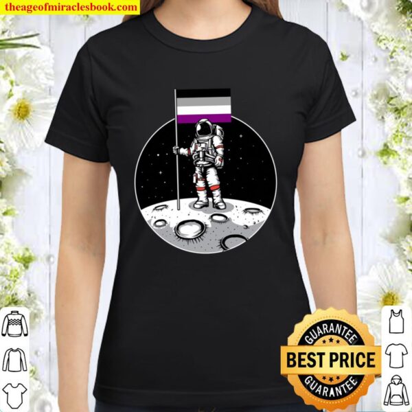 LGBT Gay Pride Equality Asexual Flag Astronaut Moon Landing Langarmshi Classic Women T-Shirt