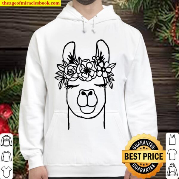 Llama Shirt, Llama with Flower Crown Shirt, Llama shirt, Animal Face, Hoodie
