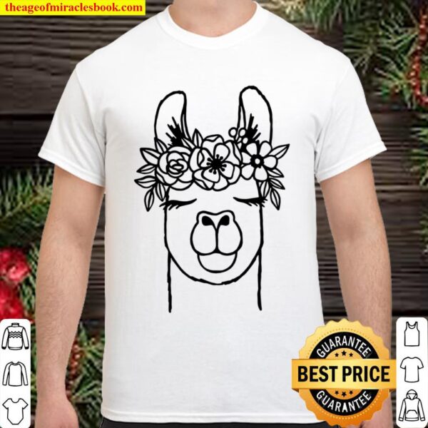 Llama Shirt, Llama with Flower Crown Shirt, Llama shirt, Animal Face, Shirt