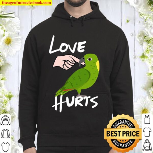 Love Hurts Yellow Naped Amazon Parrot Valentine’s Day Hoodie