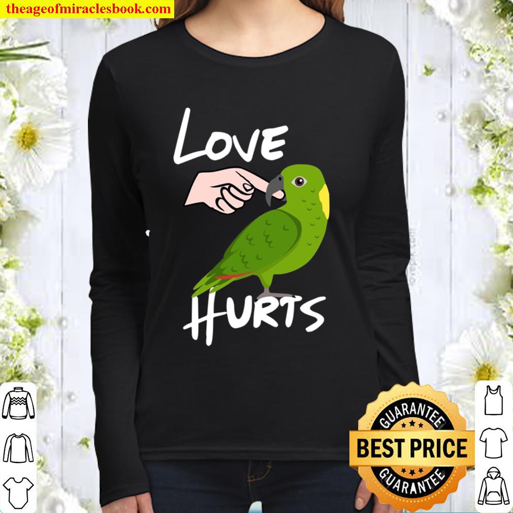 Love Hurts Yellow Naped Amazon Parrot Valentine’s Day Women Long Sleeved