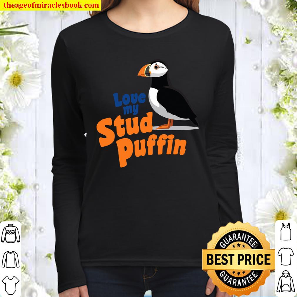 Love My Stud Puffin Valentines Day Couples Women Long Sleeved
