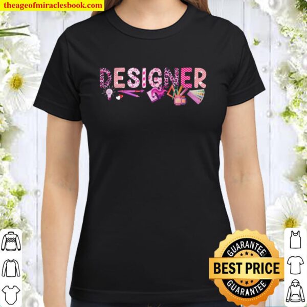 Love Pink Designer Happy Valentine Day Awesome Funny Gift Shirt Ideas Classic Women T-Shirt