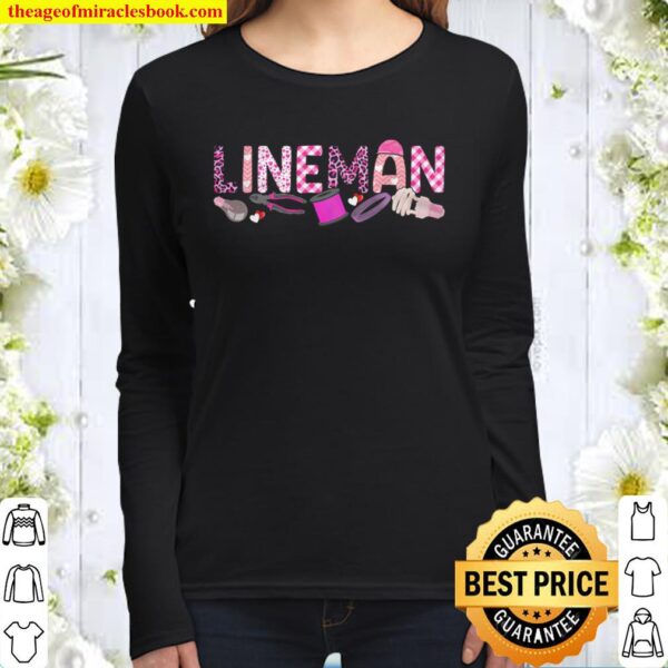 Love Pink Lineman Happy Valentine Day Awesome Funny Gift Shirt Ideas F Women Long Sleeved
