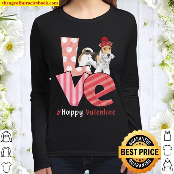 Love Wire Fox Terrier Happy Valentine Day Awesome Funny Gift Shirt Ide Women Long Sleeved