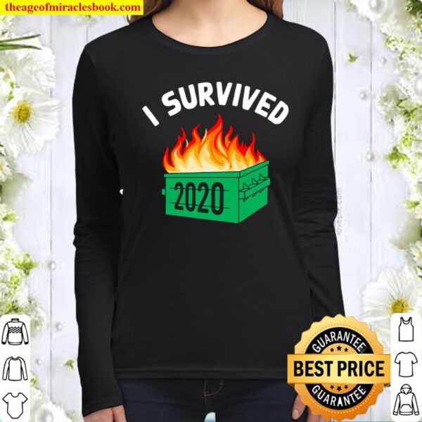 Mens I Survived 2020 Dumpster Fire Bad Year Funny Women Long Sleeved