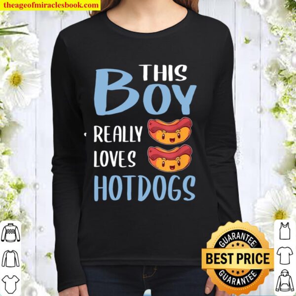 Mens This Boy Really Loves Hotdogs Women Long Sleeved