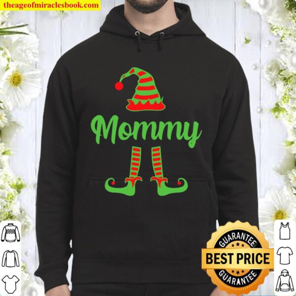 Mommy Elf Matching Christmas Pajamas Family Party Design Hoodie