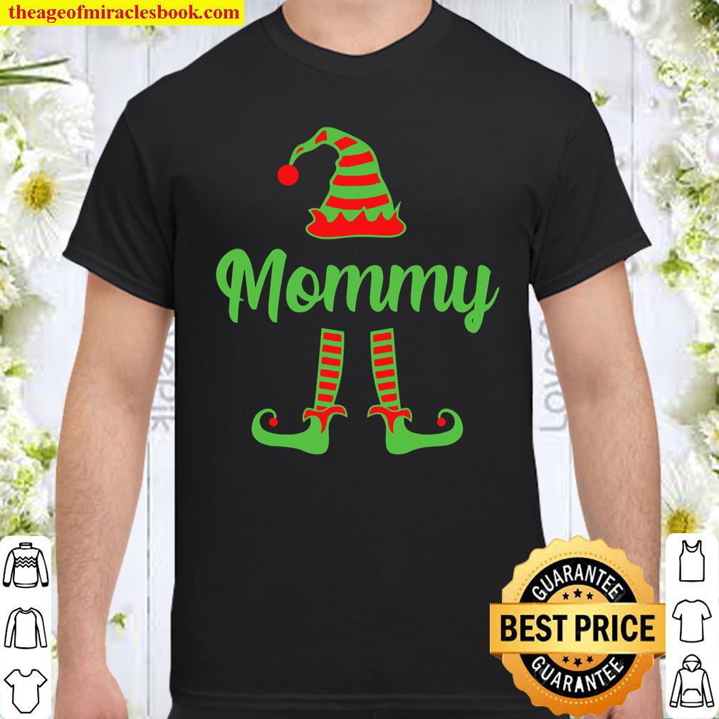 Mommy Elf Matching Christmas Pajamas Family Party Design Shirt