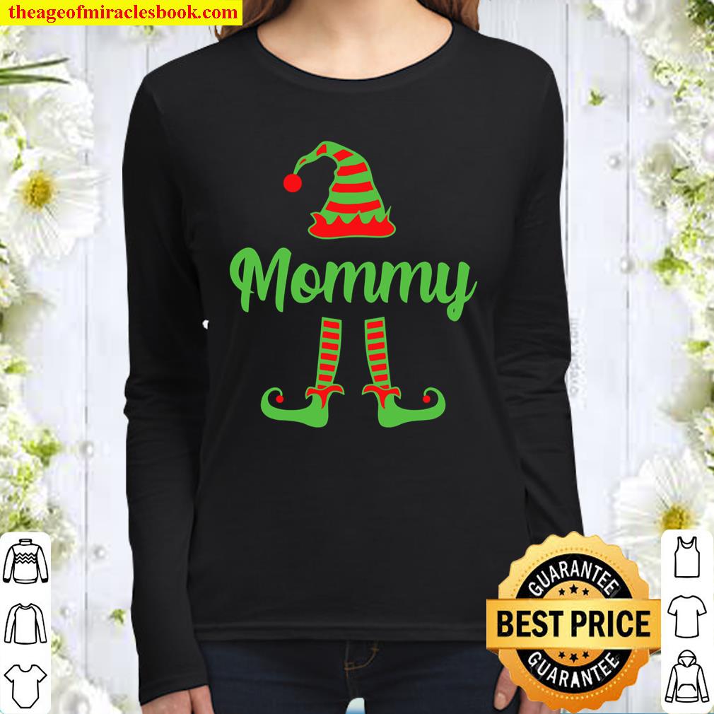 Mommy Elf Matching Christmas Pajamas Family Party Design Women Long Sleeved