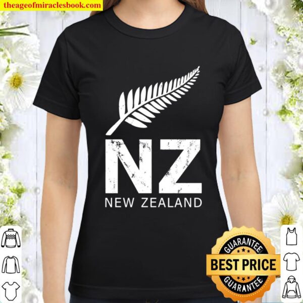 NZ Rugby Jersey New Zealand Fern AB Fan White Distressed Classic Women T-Shirt