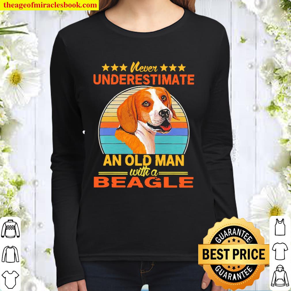 Never underestimate an old man with a Beagle vintage Women Long Sleeved