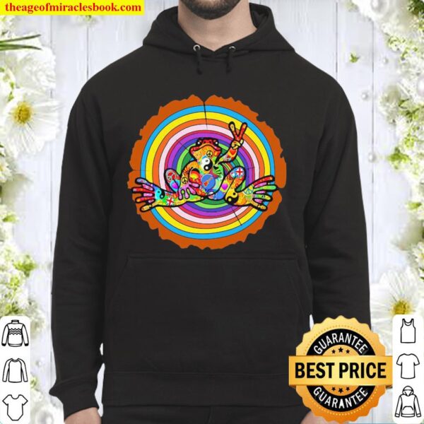 Official Love Hippie Frog Rainbow Hoodie