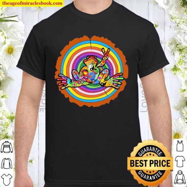 Official Love Hippie Frog Rainbow Shirt