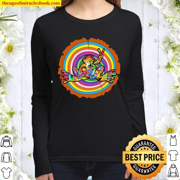 Official Love Hippie Frog Rainbow Women Long Sleeved