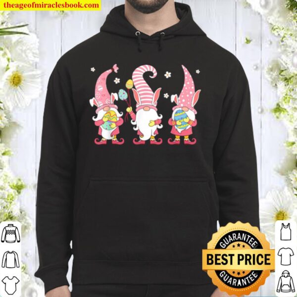 Official Three Gnomes Easter Day Bunny Eggs Hunting Hoodie