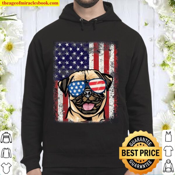 Patriotic Pug American Flag Dog Hoodie