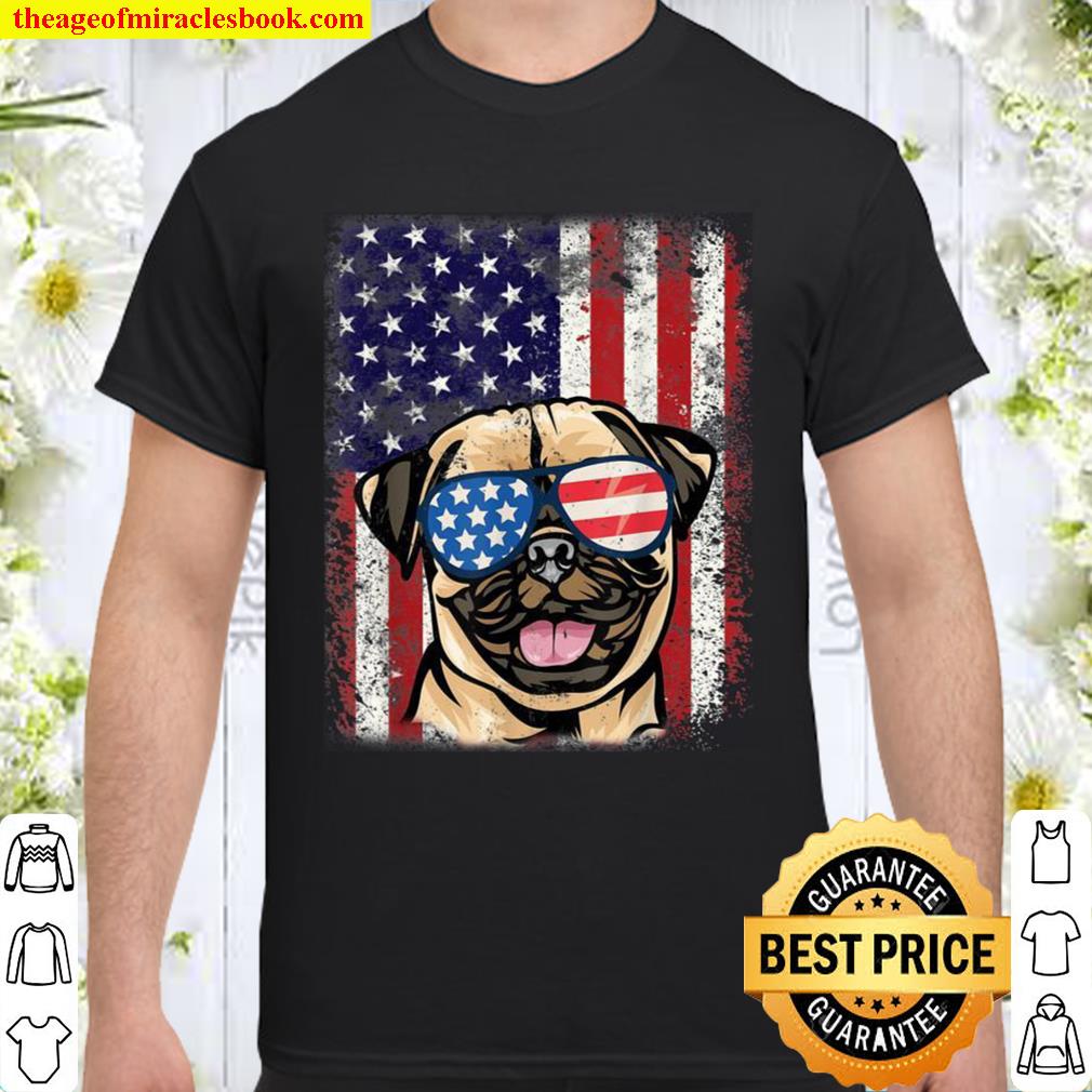 Patriotic Pug American Flag Dog Shirt