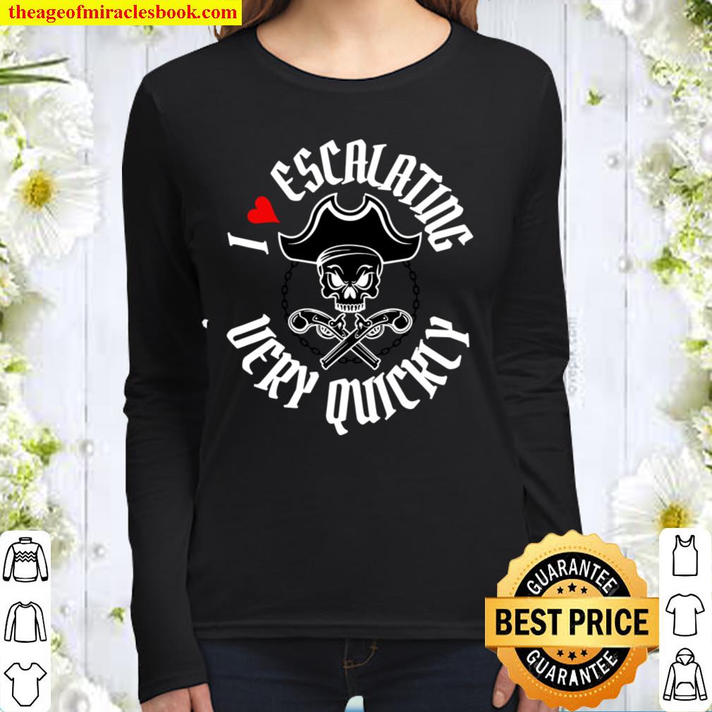 Pirate Funny I Heart Escalating Quickly Jolly Roger Workout Women Long Sleeved