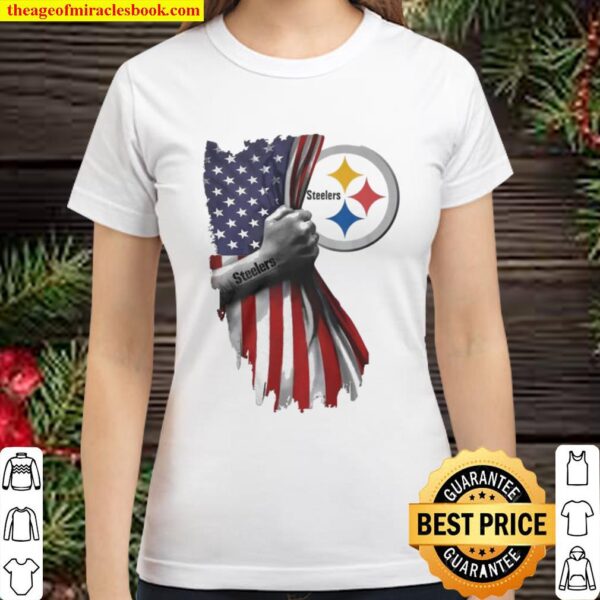 Pittsburgh steelers american flag Classic Women T-Shirt