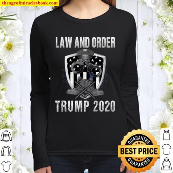 Pro Trump 2020 Thin Blue Line Flag Support The Police Gift Langarmshir Women Long Sleeved