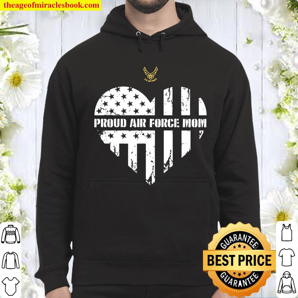 Proud Air Force Mom Pride Military Family Heart Gift Pullover Hoodie