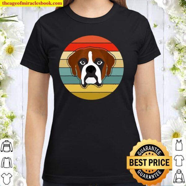 Retro Dog Cool Boxer Dog Love Pet Classic Women T-Shirt