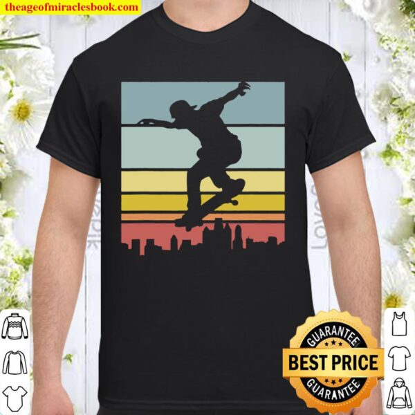 Retro Skateboarder Vintage Skateboarding City Sunset Shirt