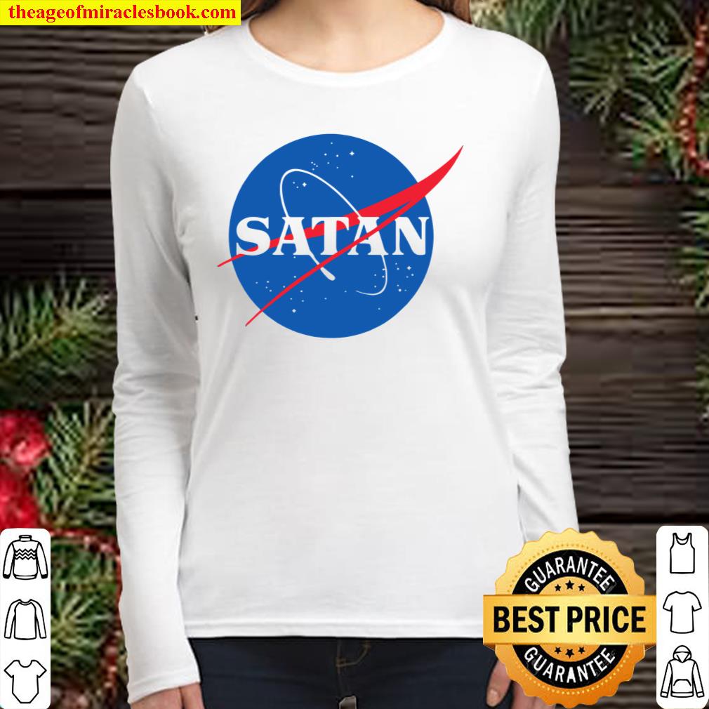 Satan Baphomet Nasa Space Nerdy Geeky Rockets Pun Funny Women Long Sleeved