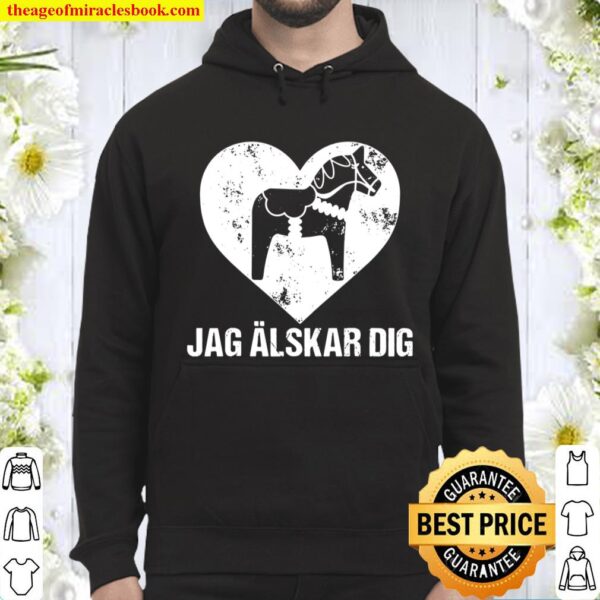 Scandinavian Valentine’s Day Dala Horse Jag Alskar Dig Hoodie