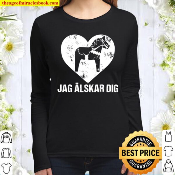 Scandinavian Valentine’s Day Dala Horse Jag Alskar Dig Women Long Sleeved