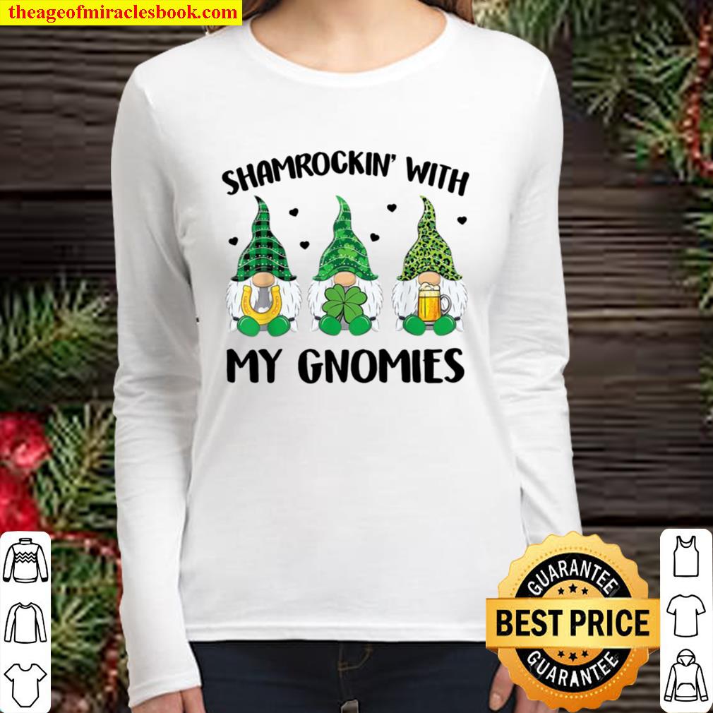 Shamrockin’s With My Gnomies Holding Beer St Patrick’s Day Women Long Sleeved
