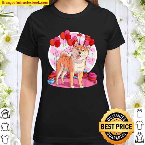 Shiba Inu Dog Heart Valentine Day Decor Gift Classic Women T-Shirt