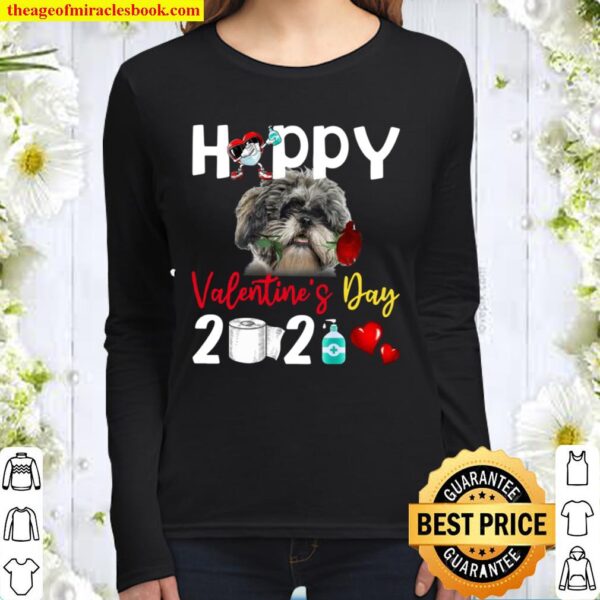 Shih Tzu Happy Valentine’s Day With Toilet Paper 2021 Women Long Sleeved