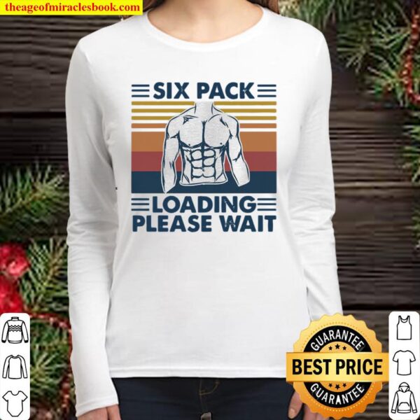 Six Pack Loading Please Wait Weight Lifting Vintage Women Long Sleeved