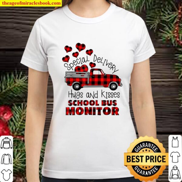 Special Delivery Hug and Kisses School Bus Monitor Valentine Classic Women T-Shirt