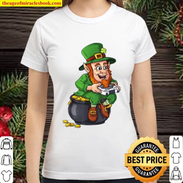 St Patricks Day Leprechaun Video Game Controller Boys Kids Classic Women T-Shirt