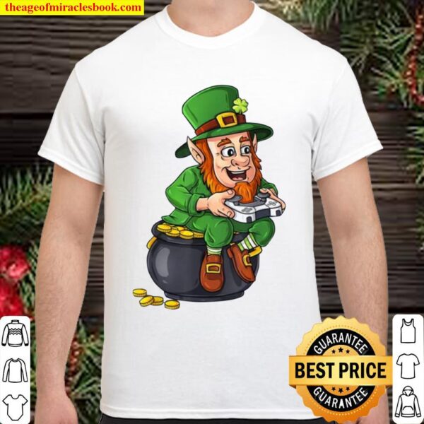 St Patricks Day Leprechaun Video Game Controller Boys Kids Shirt