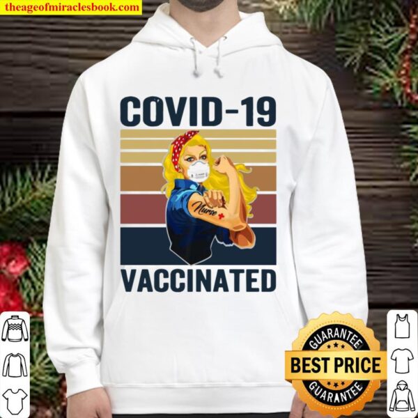 Strong Women Face Mask Tattoo Nurse Covid 19 Vaccinated Vintage Retro Hoodie