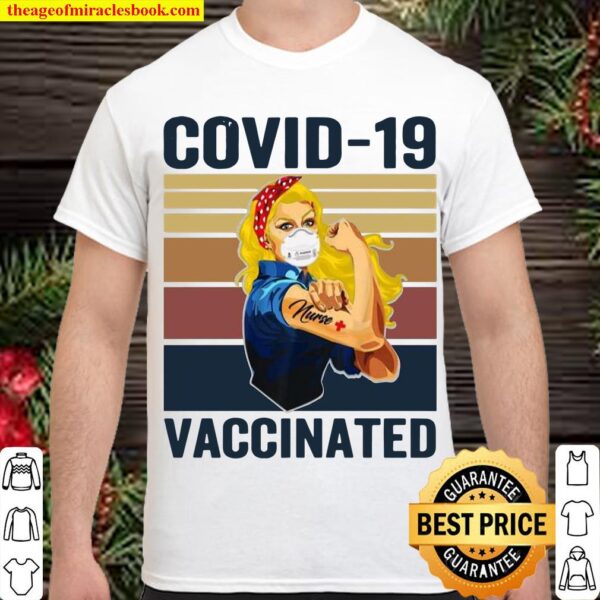 Strong Women Face Mask Tattoo Nurse Covid 19 Vaccinated Vintage Retro Shirt