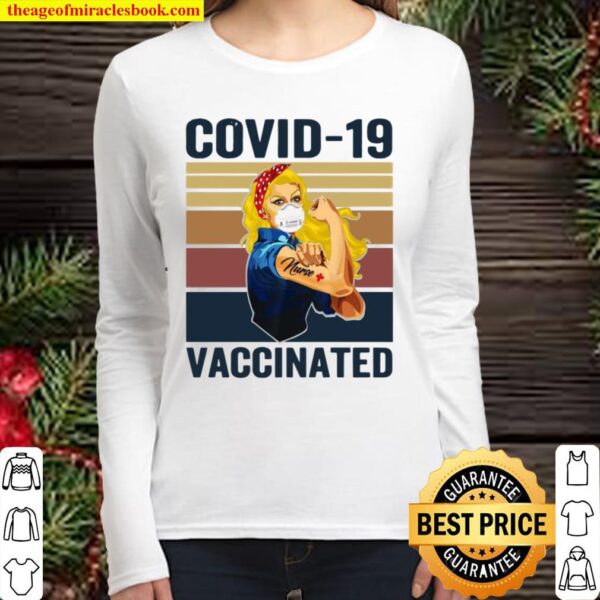 Strong Women Face Mask Tattoo Nurse Covid 19 Vaccinated Vintage Retro Women Long Sleeved